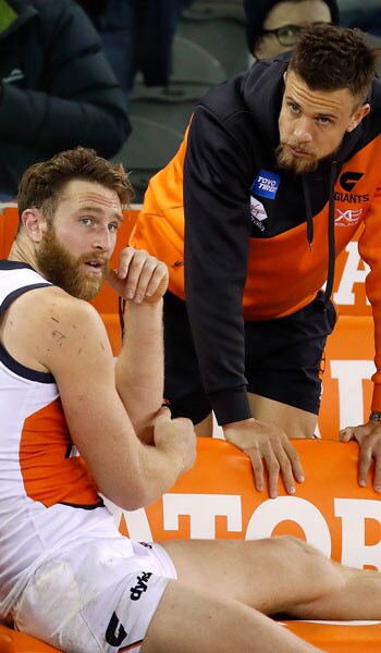 SLIDER-RD21REHAB-REPORT.png Dawson Simpson and Brett Deledio will face time on the sidelines after suffering injuries in the GIANTS' win over Carlton. - GWS Giants,AFL,Toby Greene,Zac Williams,Brett Deledio,Dawson Simpson